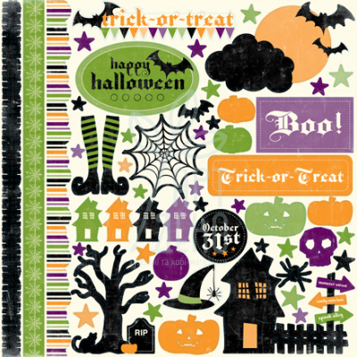 Лист наліпок Happy Halloween Element Stickers, 30х30 см, Echo Park