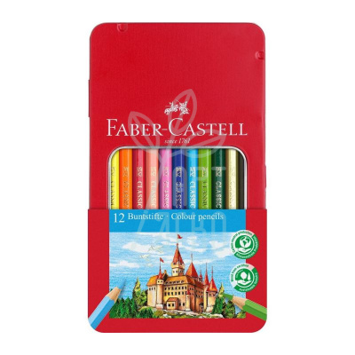Набір олівців кольорових "Замок", металева коробка, 12 шт, Faber-Castell