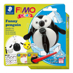 Набір полімерної глини Fimo kids "Пінгвінчик", 2 кол. х 42 г, Fimo