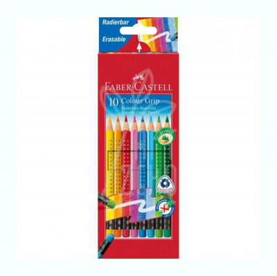 Набір олівців кольорових Grip, з гумкою, 10 шт, Faber-Castell