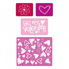 Набір папок для тиснення Embossing Folders 4PK-Valentine Set #4, Sizzix 