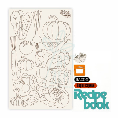 Набір чипбордів для скрапбукінгу "Recipe book 3", білий картон, 12,6х20 см, ROSA Talent