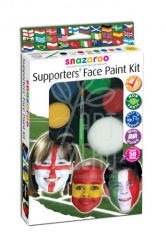 Набір фарб для аквагриму вболівальника Supporters' Face Paint Kit, 8 кол.+пензлик+губка, Snazaroo