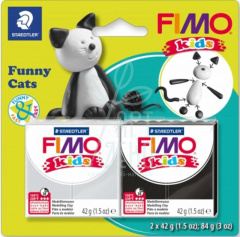 Набір полімерної глини Fimo Kids "Кумедний котик", 2 кол. х 42 г, Fimo