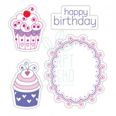 Набір ножів та штампів для скрапбукінгу Happy Birthday/Stamps Cupcake Set, Sizzix