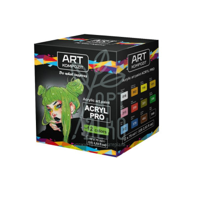 Набір акрилових фарб Acryl Pro, 12х75 мл, ART Kompozit