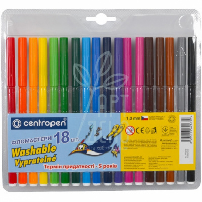 Набір фломастерів Washable, 18 шт, Centropen