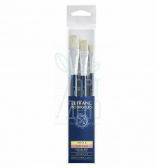 Набір пензлів Fine Hog bristle Brushes Set, Щетина плоска, 3 шт. (№8, 16, 24), к.р., Lefranc