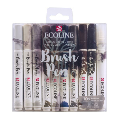 Набір пензлів-ручок Ecoline Brushpen GREYS 10 кол, Royal Talens