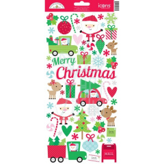 Лист наліпок Here comes santa claus icons sticker, Doodlebug