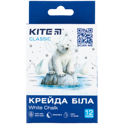 Набір крейди Classic, біла, 12 шт, Kite