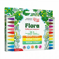 Набір маркерів двосторонніх "Flora", 10 шт, + листівки. ROSA START