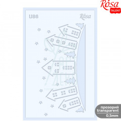Трафарет багаторазовий універсальний, прозорий, №U86, серія "Зима", 13х20 см, ROSA Talent