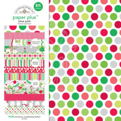 Набір паперу 30x30 см Сhristmas paper plus pack 8 листів + наклейки, Doodlebug