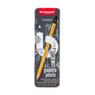 Набір олівців графітних Design, в металевій коробці, 6 шт, Bruynzeel