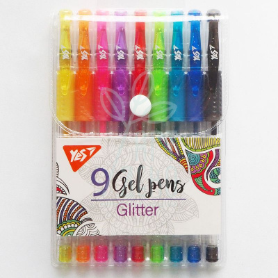 Набір ручок гелевих Glitter Pens, 9 шт, Yes