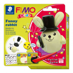 Набір полімерної глини Fimo kids "Зайчик", 2 кол. х 42 г, Fimo