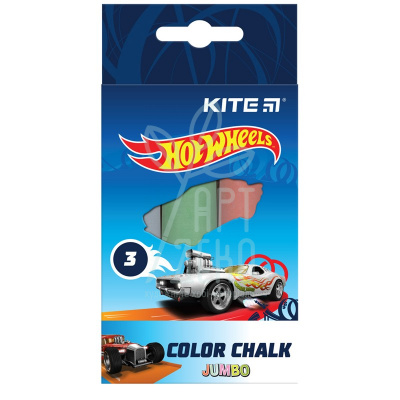 Набір крейди кольорової Jumbo Hot Wheels, 3 шт, Kite 