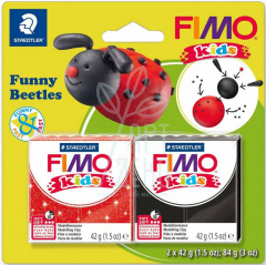 Набір полімерної глини Fimo Kids "Мила божа корівка", 2 кол. х 42 г, Fimo