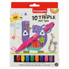 Набір фломастерів Triple felt, тригранні, 10 шт, Bruynzeel